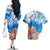 Hibiscus Turtle Tattoo Coral Reef Couples Matching Off The Shoulder Long Sleeve Dress and Hawaiian Shirt with Polynesian Tribal