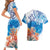 Hibiscus Turtle Tattoo Coral Reef Couples Matching Short Sleeve Bodycon Dress and Hawaiian Shirt with Polynesian Tribal