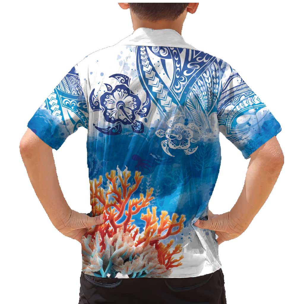Hibiscus Turtle Tattoo Coral Reef Family Matching Mermaid Dress and Hawaiian Shirt with Polynesian Tribal LT9 - Polynesian Pride