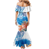 Hibiscus Turtle Tattoo Coral Reef Family Matching Mermaid Dress and Hawaiian Shirt with Polynesian Tribal LT9 - Polynesian Pride