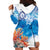 Hibiscus Turtle Tattoo Coral Reef Hoodie Dress with Polynesian Tribal