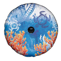 Hibiscus Turtle Tattoo Coral Reef Spare Tire Cover with Polynesian Tribal