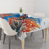 Hibiscus Turtle Tattoo Coral Reef Tablecloth with Polynesian Tribal
