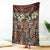 Pacific Hibiscus Tapa Tribal Vintage Blanket Brown Motif