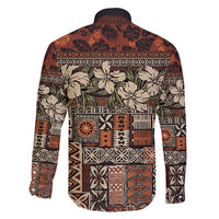 Pacific Hibiscus Tapa Tribal Vintage Family Matching Puletasi and Hawaiian Shirt Brown Motif LT9 - Polynesian Pride