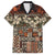 Pacific Hibiscus Tapa Tribal Vintage Family Matching Tank Maxi Dress and Hawaiian Shirt Brown Motif