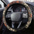 Pacific Hibiscus Tapa Tribal Vintage Steering Wheel Cover Brown Motif