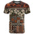 Pacific Hibiscus Tapa Tribal Vintage T Shirt Brown Motif