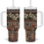 Pacific Hibiscus Tapa Tribal Vintage Tumbler With Handle Brown Motif