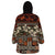 Pacific Hibiscus Tapa Tribal Vintage Wearable Blanket Hoodie Brown Motif