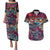 Pacific Hibiscus Tapa Tribal Vintage Couples Matching Puletasi and Hawaiian Shirt Pink Motif
