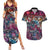Pacific Hibiscus Tapa Tribal Vintage Couples Matching Summer Maxi Dress and Hawaiian Shirt Pink Motif