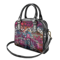 Pacific Hibiscus Tapa Tribal Vintage Shoulder Handbag Pink Motif