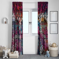 Pacific Hibiscus Tapa Tribal Vintage Window Curtain Pink Motif