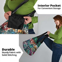 Pacific Hibiscus Tapa Tribal Vintage Grocery Bag Turquoise Motif