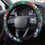 Pacific Hibiscus Tapa Tribal Vintage Steering Wheel Cover Turquoise Motif