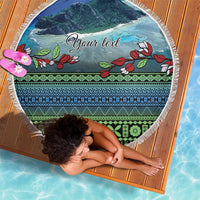 Personalised Fiji Viti Levu Beach Blanket Tagimoucia and Tapa Tribal Pattern