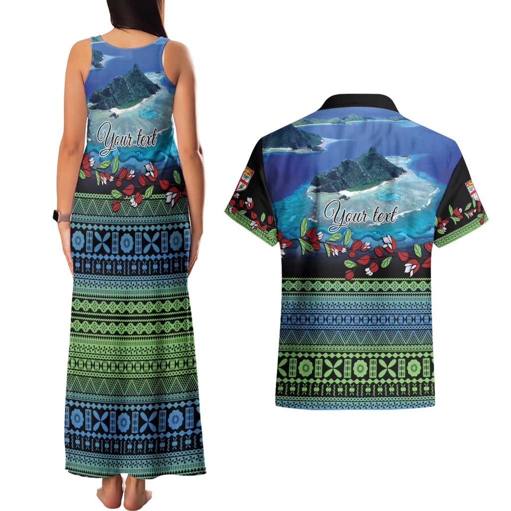 Personalised Fiji Viti Levu Couples Matching Tank Maxi Dress and Hawaiian Shirt Tagimoucia and Tapa Tribal Pattern LT9 - Polynesian Pride