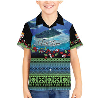 Personalised Fiji Viti Levu Family Matching Mermaid Dress and Hawaiian Shirt Tagimoucia and Tapa Tribal Pattern LT9 Son's Shirt Blue - Polynesian Pride