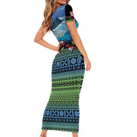 Personalised Fiji Viti Levu Family Matching Short Sleeve Bodycon Dress and Hawaiian Shirt Tagimoucia and Tapa Tribal Pattern LT9 - Polynesian Pride