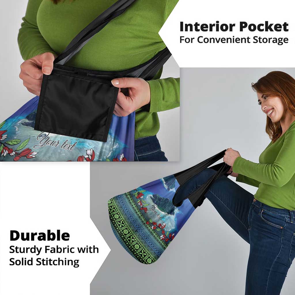 Personalised Fiji Viti Levu Grocery Bag Tagimoucia and Tapa Tribal Pattern