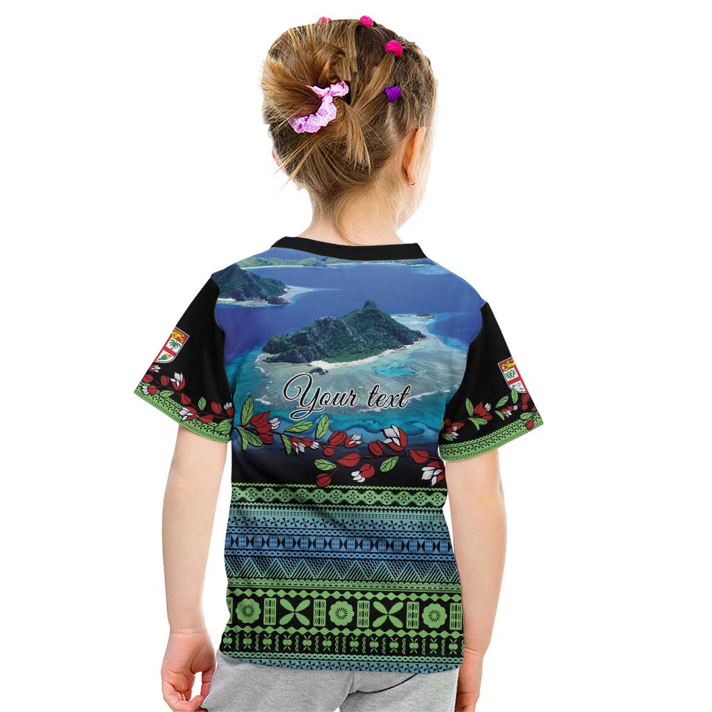 Personalised Fiji Viti Levu Kid T Shirt Tagimoucia and Tapa Tribal Pattern