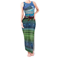 Personalised Fiji Viti Levu Tank Maxi Dress Tagimoucia and Tapa Tribal Pattern