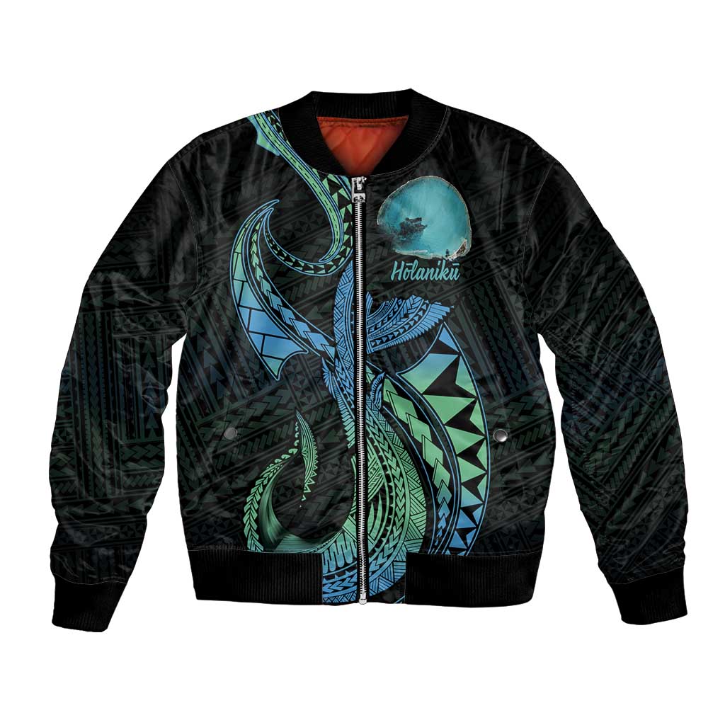 Personalised Hawaii Kure Atoll Bomber Jacket Holaniku Coral Reef with Polynesian Tribal