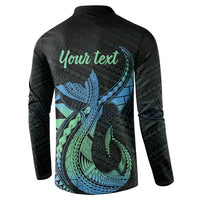 Personalised Hawaii Kure Atoll Button Sweatshirt Holaniku Coral Reef with Polynesian Tribal