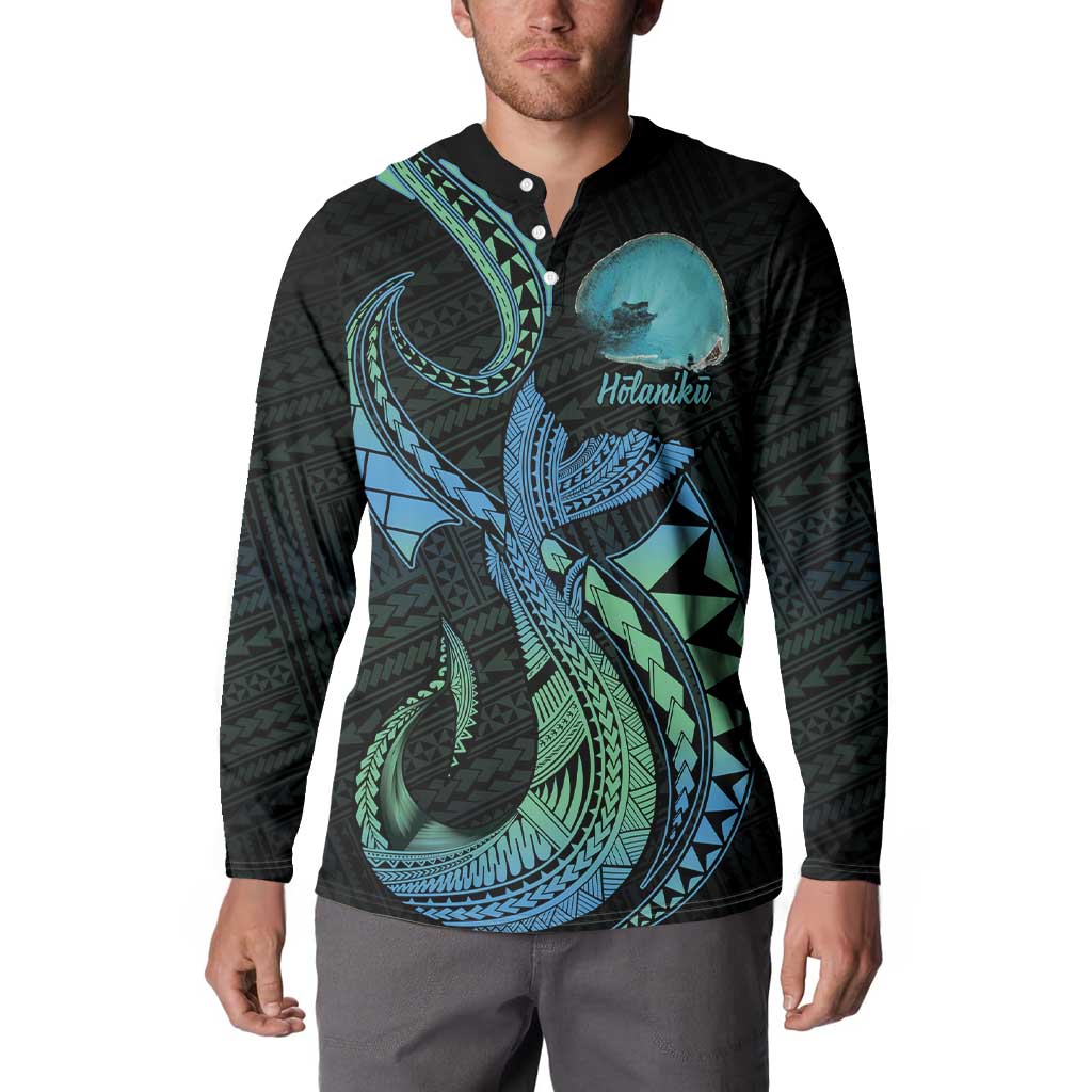 Personalised Hawaii Kure Atoll Button Sweatshirt Holaniku Coral Reef with Polynesian Tribal