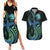Personalised Hawaii Kure Atoll Couples Matching Summer Maxi Dress and Hawaiian Shirt Holaniku Coral Reef with Polynesian Tribal