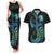 Personalised Hawaii Kure Atoll Couples Matching Tank Maxi Dress and Hawaiian Shirt Holaniku Coral Reef with Polynesian Tribal