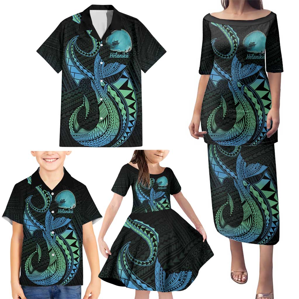 Personalised Hawaii Kure Atoll Family Matching Puletasi and Hawaiian Shirt Holaniku Coral Reef with Polynesian Tribal LT9 - Polynesian Pride