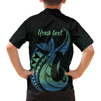 Personalised Hawaii Kure Atoll Family Matching Tank Maxi Dress and Hawaiian Shirt Holaniku Coral Reef with Polynesian Tribal