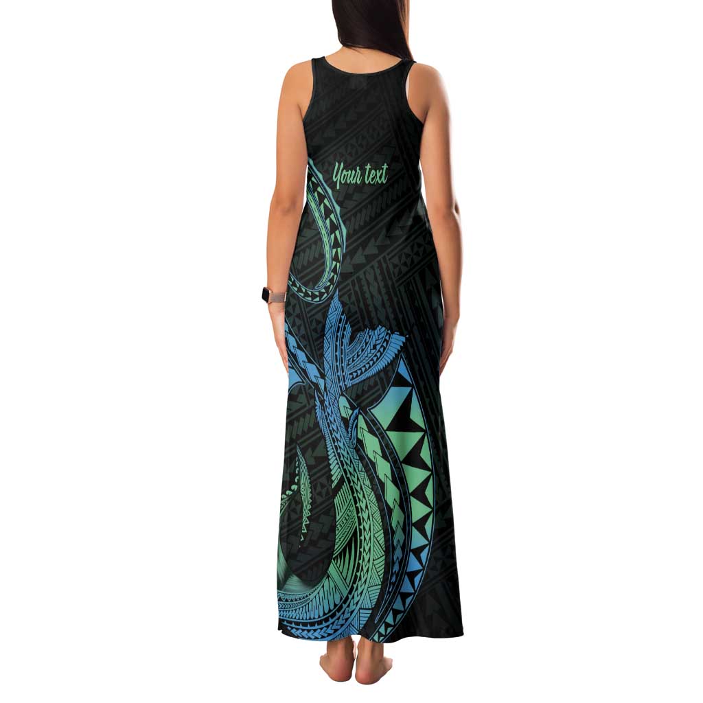 Personalised Hawaii Kure Atoll Family Matching Tank Maxi Dress and Hawaiian Shirt Holaniku Coral Reef with Polynesian Tribal