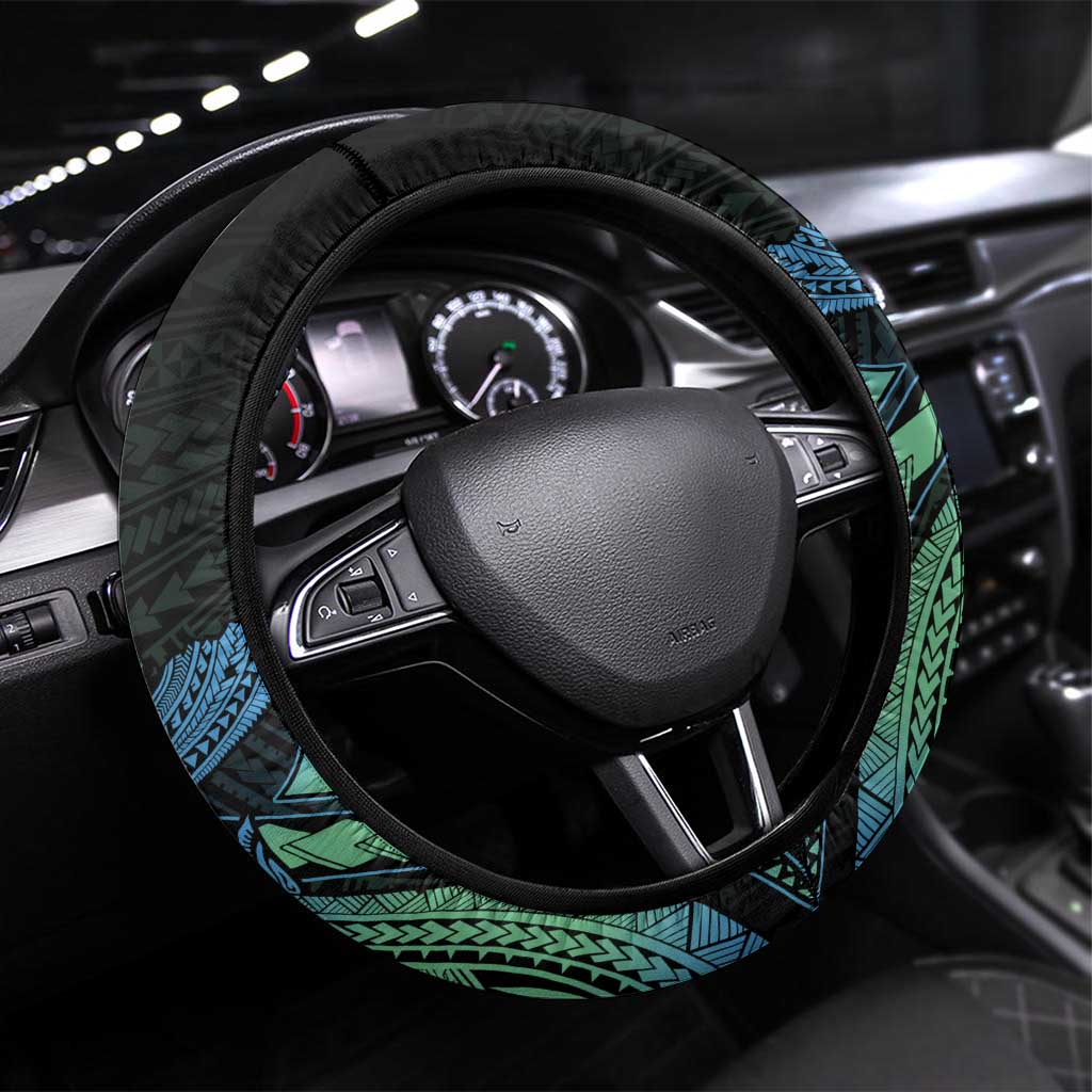 Hawaii Kure Atoll Steering Wheel Cover Holaniku Coral Reef with Polynesian Tribal