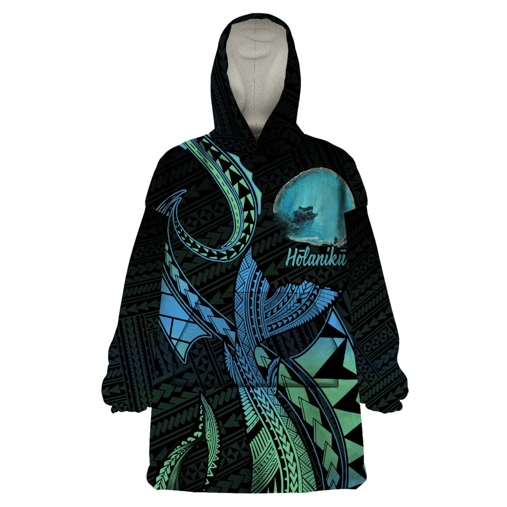 Personalised Hawaii Kure Atoll Wearable Blanket Hoodie Holaniku Coral Reef with Polynesian Tribal