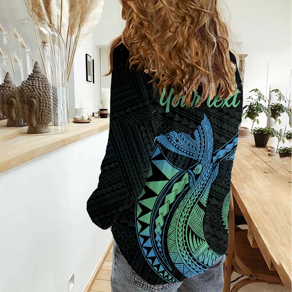 Personalised Hawaii Kure Atoll Women Casual Shirt Holaniku Coral Reef with Polynesian Tribal