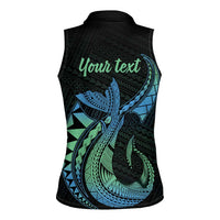 Personalised Hawaii Kure Atoll Women Sleeveless Polo Shirt Holaniku Coral Reef with Polynesian Tribal