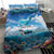 Personalised Palau Kayangel Atoll Bedding Set Turtle With Coral Reef Under Water