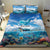 Personalised Palau Kayangel Atoll Bedding Set Turtle With Coral Reef Under Water