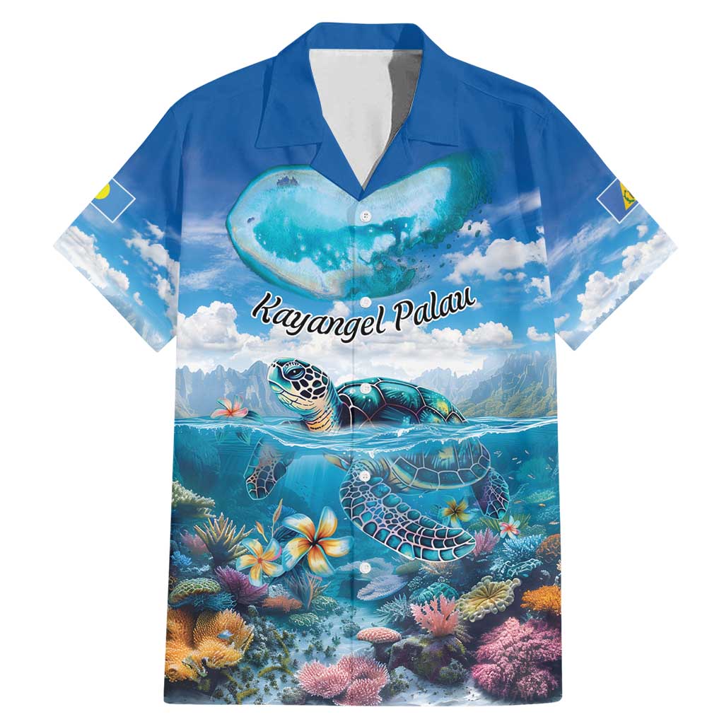 Personalised Palau Kayangel Atoll Family Matching Mermaid Dress and Hawaiian Shirt Turtle With Coral Reef Under Water
