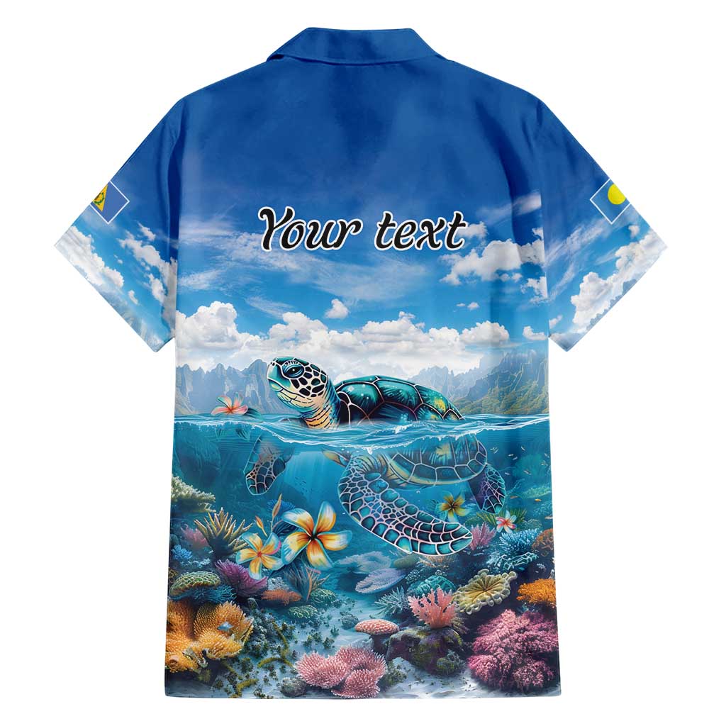 Personalised Palau Kayangel Atoll Hawaiian Shirt Turtle With Coral Reef Under Water
