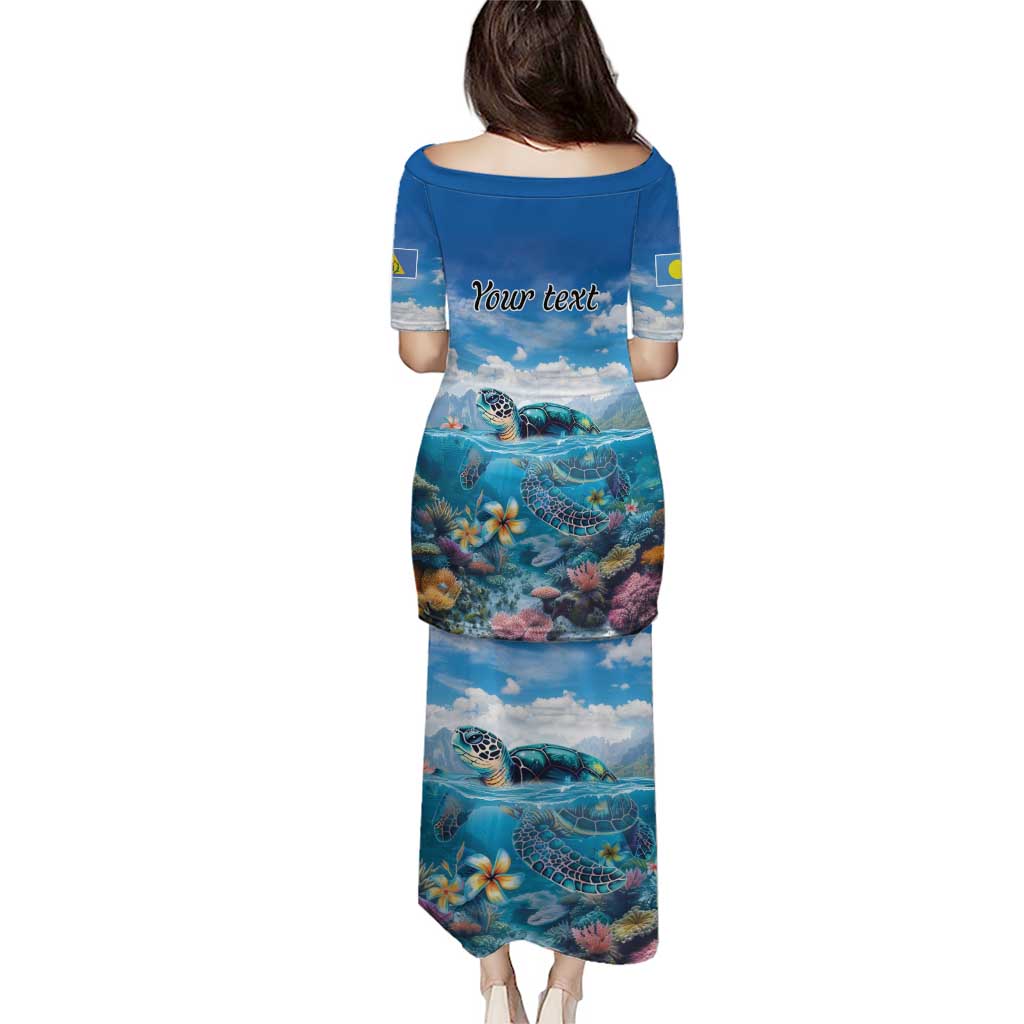 Personalised Palau Kayangel Atoll Puletasi Turtle With Coral Reef Under Water