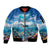 Personalised Palau Kayangel Atoll Sleeve Zip Bomber Jacket Turtle With Coral Reef Under Water