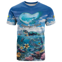 Personalised Palau Kayangel Atoll T Shirt Turtle With Coral Reef Under Water