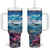 Personalised Palau Kayangel Atoll Tumbler With Handle Turtle With Coral Reef Under Water