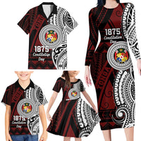 Personalised Tonga Constitution Day 1875 Family Matching Long Sleeve Bodycon Dress and Hawaiian Shirt Polynesian Tribal Tattoo LT9 - Polynesian Pride