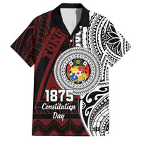 Personalised Tonga Constitution Day 1875 Family Matching Long Sleeve Bodycon Dress and Hawaiian Shirt Polynesian Tribal Tattoo LT9 Dad's Shirt - Short Sleeve Red - Polynesian Pride