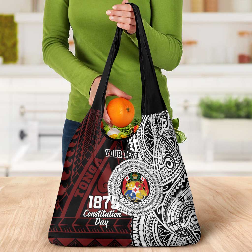 Personalised Tonga Constitution Day 1875 Grocery Bag Polynesian Tribal Tattoo